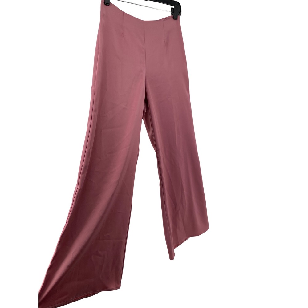Wide Leg Pants Womens XS Mauve Pink High Waisted Flowy Dress Trousers Career